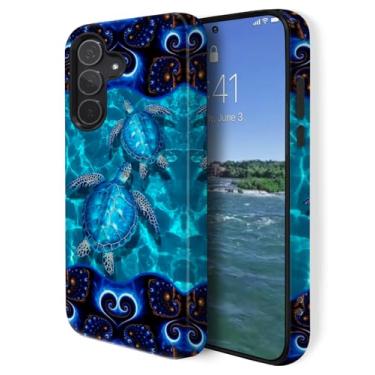 Imagem de GUYBFADFG Capa compatível com Samsung Galaxy A15 5G, proteção de camada dupla à prova de choque, capa de telefone resistente, tartaruga marinha azul