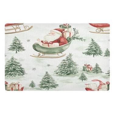 Imagem de SEHANY Tapete de porta de inverno Papai Noel Natal para todos os climas, impermeável, secagem rápida, bem-vindo, tapete de entrada antiderrapante, tapete decorativo de poliéster para entrada, varanda