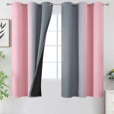 Imagem de Cortinas Blackout Estelar Textiler Ombre Gris/Rosa 160x160cm