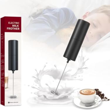 Imagem de Espumador de leite portátil, batedor de espuma operado por bateria para café, matcha, latte, chocolate quente - preto