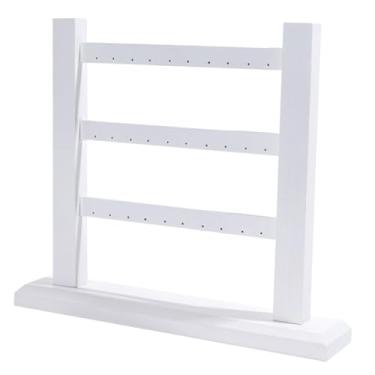 Imagem de Colaxi Expositor de brincos de 3 níveis, organizador de joias, suporte de madeira para brincos, peça central para penteadeira ou mesa.