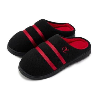 Imagem de Chinelos masculinos de espuma viscoelástica com forro de malha antiderrapante para uso interno e externo, 9918preto/vermelho, 9-10.5 Women/7-8 Men