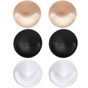 Imagem de VANTOBEST 3 pares de almofadas de sutiã redondas, inserções removíveis, bojos esportivos, enchimentos de sutiã, realçador de busto, sutiã invisível, bojo acolchoado para biquíni, ioga, esportes (pele