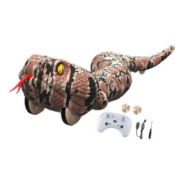 Imagem de oshhni Cobra de brinquedo com controle remoto, cobra de brinquedo falsa para presente, modelo eletrônico de réptil rastejante para festa de Natal, Marrom