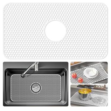 Imagem de Bestjing Protetores de pia de silicone para pia de cozinha - acessório protetor de cozinha de 66 cm x 35 cm, tapete antiderrapante resistente ao calor para parte inferior de porcelana de aço