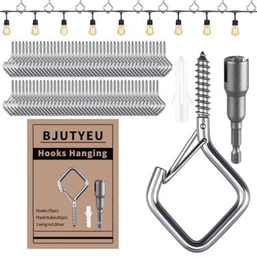 Imagem de BJUTYEU Ganchos de parafuso de 5 cm, ganchos de teto de metal para luzes externas, sinos de vento, lanternas e decorações para pendurar em ambientes internos e externos (aço inoxidável 304, 85)