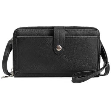 Imagem de GOIACII Bolsa de telefone pequena bolsa transversal feminina linda carteira de viagem couro vegano macio, Preto