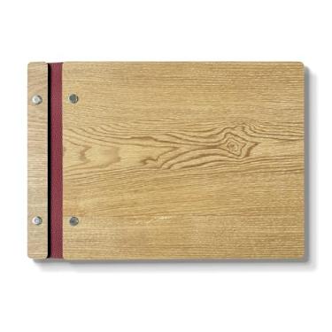 Imagem de NBE Caderno de madeira inacabado para gravação a laser – Diário em branco faça você mesmo com 60 páginas, papel creme, projeto de artesanato personalizável para manchas e decorações | Presente