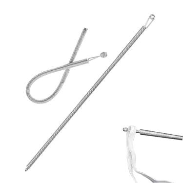 Imagem de EKIND Conjunto de ferramentas com cordão de mola, 2 peças, corda flexível, cordão elástico, clipe de inserção de renda, ferramentas de costura para moletom com capuz, calças, ilhós, artesanato, faça