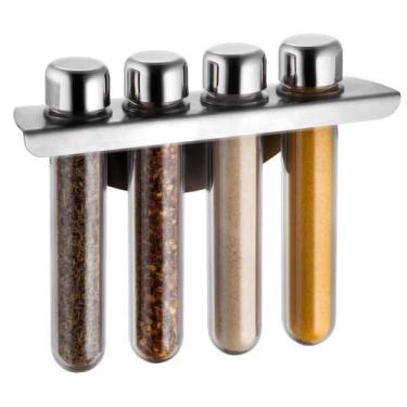 Imagem de Organizador Porta Temperos Magnético Aço Inox Parede Aereo Imã Tubos E