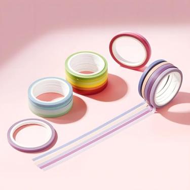 Imagem de Conjunto de 20 rolos de adesivos Washi de cor sólida, 16,4 pés adesivos decorativos para artes, artesanato, material de diário, scrapbook, cartão, embrulho de presente (0,3 cm)