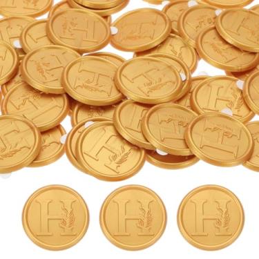 Imagem de PATIKIL Adesivos de lacre de cera dourados, 50 peças de adesivo de vedação de envelope selos de cera para convite de casamento, festa de embrulho de presente, texto H