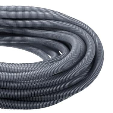 Imagem de DMiotech Tubo dividido de tear de 30,5 m de 2,5 cm, protetores de cabo de conduíte flexível para animais de estimação para escritório, casa, jardim, cinza