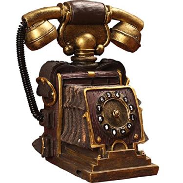 Imagem de UWEREBFM Adereços de telefone vintage - decoração criativa vintage rotativa para telefone com fio, resina, artesanato, retrô, estante de livros para casa, decoração de mesa