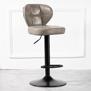 Imagem de AkosOL Banqueta de bar banqueta giratória com assento de couro PU com pernas de metal, bancos de bar de altura ajustável para cozinha e restaurante cadeira de bar moderna, branca 75 cm