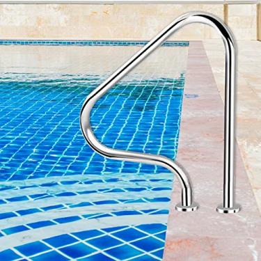 Imagem de AkosOL Corrimão de transição para piscina | Trilhos de mão de aço inoxidável para piscinas de 3 dobras para ambientes externos e internos, barras de apoio de segurança antiderrapantes para piscinas de