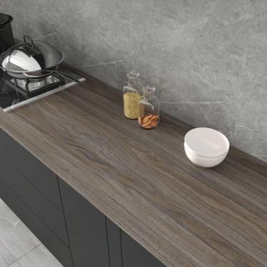 Imagem de CHIHUT Papel de parede rústico de madeira marrom de 30,5 x 254 cm, papel de parede autoadesivo, removível, espesso, impermeável, texturizado, papel de parede de vinil de madeira para bancadas