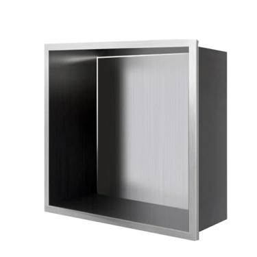 Imagem de Nicho de chuveiro de aço inoxidável – Armazenamento embutido para banheiro para xampu e artigos de higiene pessoal, design à prova d'água, cor cinza, tamanho 120 x 28 x 12,4 cm - Organizador de