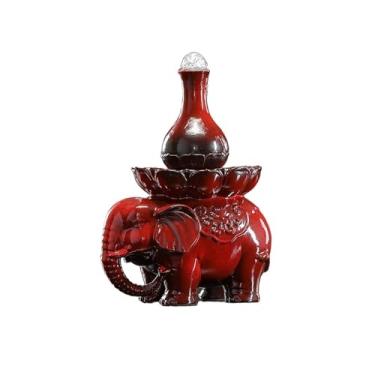 Imagem de Fonte de cerâmica estilo chinês de mesa decoração de casa elefante água corrente enfeite de mesa para casa (vermelho)