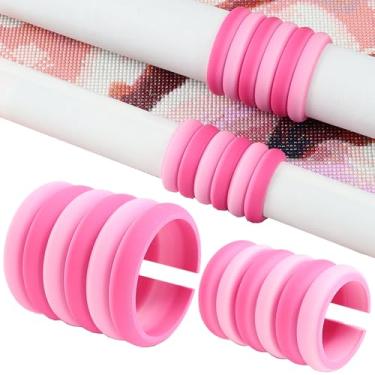 Imagem de Pacote com 2 suportes de rolo de lona de pintura de diamante, 2 tamanhos, organizador de anel de lona antiderrapante para kits de arte de diamante para adultos, facilmente enrole e armazene ferramenta