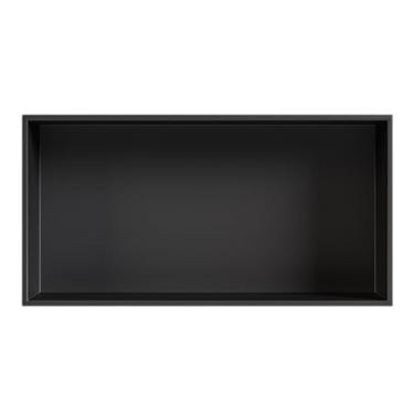 Imagem de Nicho de chuveiro, nicho de banheiro de aço inoxidável, nicho de xampu não precisa de azulejos, cesto organizador de armazenamento moderno acessório de banheiro na parede (cor: preto, tamanho: 31,8 x