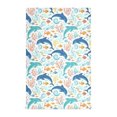 Imagem de Burbuja Toalhas de cozinha Dolphin 1 pacote, panos de prato absorventes reutilizáveis de microfibra para secagem e limpeza, 45 x 71 cm