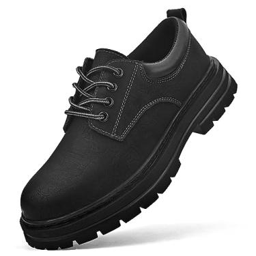 Imagem de PEDASVON Sapato masculino de trabalho macio de couro Oxford, elegante, antiderrapante, confortável, casual, calçado masculino, Preto, 38