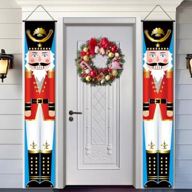 Imagem de Bandeiras de porta quebra-nozes, decorações de Natal, soldados de brinquedo de Natal em tamanho real, pode ser convenientemente pendurada em qualquer lugar que você gosta, decorações de Natal banners