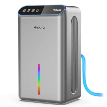 Imagem de Desumidificador doméstico de 800 m², desumidificador para porão com mangueira de drenagem, desligamento automático, modo de suspensão, temporizador de 3 marchas, filtro reutilizável, pequenos