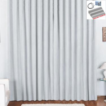 Imagem de Cortina Pryme 2 Metros Sala Quarto em Oxford para Trilho Comum Branca