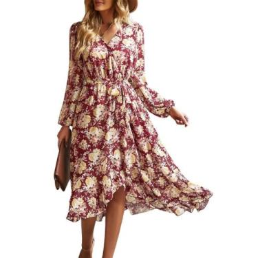 Imagem de Vestido Maxi Floral Bohemio PRETTYGARDEN con Escote Cruzado en V, Tall