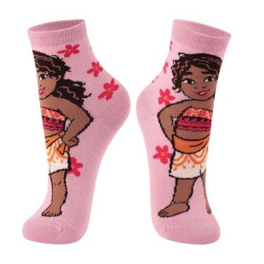 Imagem de Meia Disney Cano Médio Feminina Kids Moana Lupo Cor:Bubble GumTamanho: