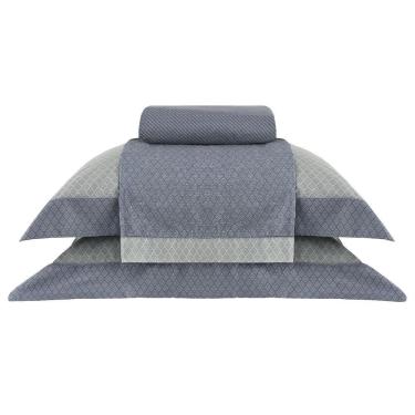 Imagem de Jogo de Cama Buddemeyer Gavin 200 Fios 4 Peças Queen Azul