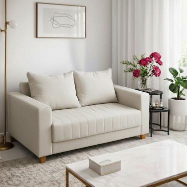 Imagem de Sofá Requinte Namoradeira 2 Lugares 1.40m Estofado com Fibra Siliconada para Sua Sala Branco