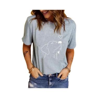 Imagem de Camiseta Esportiva Feminina Com Estampa De Cachorro, Gola Redonda, Man
