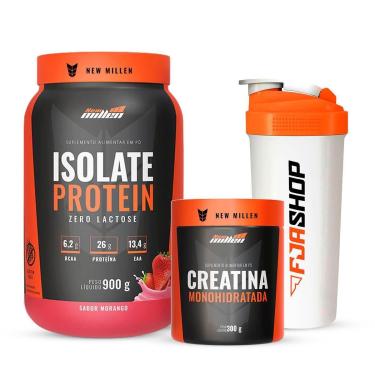 Imagem de Kit Isolate Protein Zero Lactose 900g e Creatina 300g e Coqueteleira-Unissex