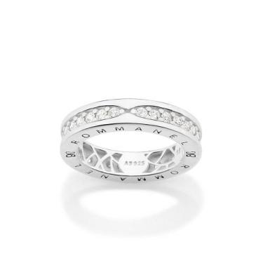 Imagem de Anel Aparador com Zircônias Prata 925 Rommanel 810401, 16, Branco