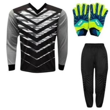 Imagem de Kit Goleiro Infantil Camisa Roma + Calça TRB + Luva DRB-Unissex