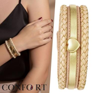 Imagem de Pulseira de Couro Feminina Ajustável Símbolo do Infinito e Coração Amo