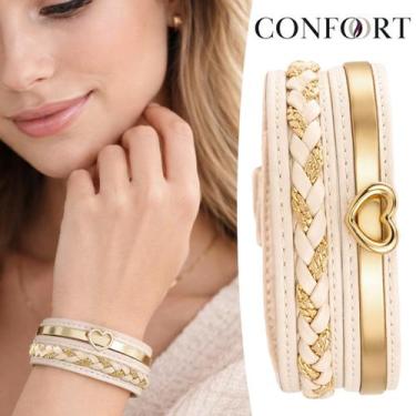 Imagem de Pulseira de Couro Feminina Ajustável Símbolo do Infinito e Coração Amo