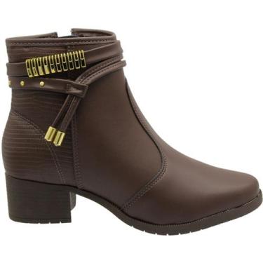 Imagem de Bota Casual Cano Curto Moleca Salto Grosso Elegante Feminina, Marrom, 