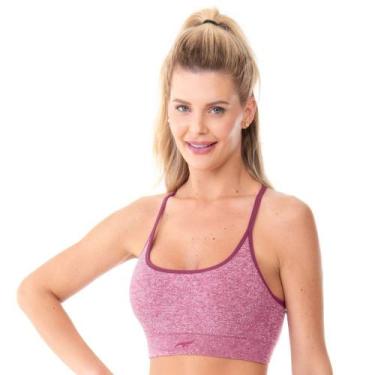 Imagem de Top Fitness Mescla Rib Sem Costura com Bojo Removível Dusty Pink - Zee
