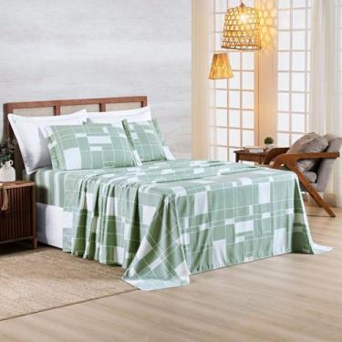 Imagem de Jogo de Cama King 400 Fios com Aba Americana Estampado 04 Peças Afeto 