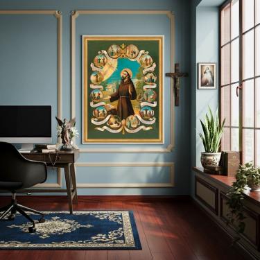 Imagem de Quadro São Francisco de Assis e Cenas de Milagres - 70x50cm