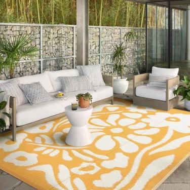 Imagem de Tapete ao ar livre Wonnitar Waterproof 240x300cm de plástico laranja