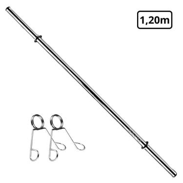 Imagem de Barra Oca 120cm De Musculação Com Presilhas Cor Prateado-Unissex