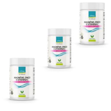 Imagem de Kit 3x Magnésio, Zinco e Vitamina C, 670mg 3x90 cápsulas - Vital Natus