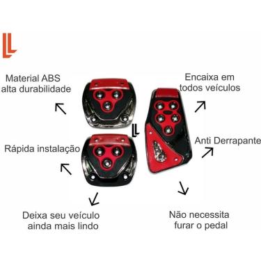 Imagem de Kit Pedaleiras Esportivas Dianteiras Universal Vermelho para Personalização Interna de Carros 3 Peças OEM