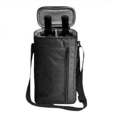 Imagem de Bolsa Térmica Porta Vinho Oxford Média Impermeável Bebidas 2 Garrafas 