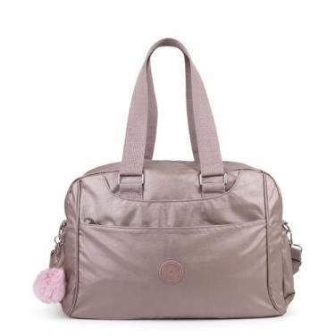 Imagem de Bolsa Mala de Mão Feminina Grande Metalizada com Alça Viagem Academia 